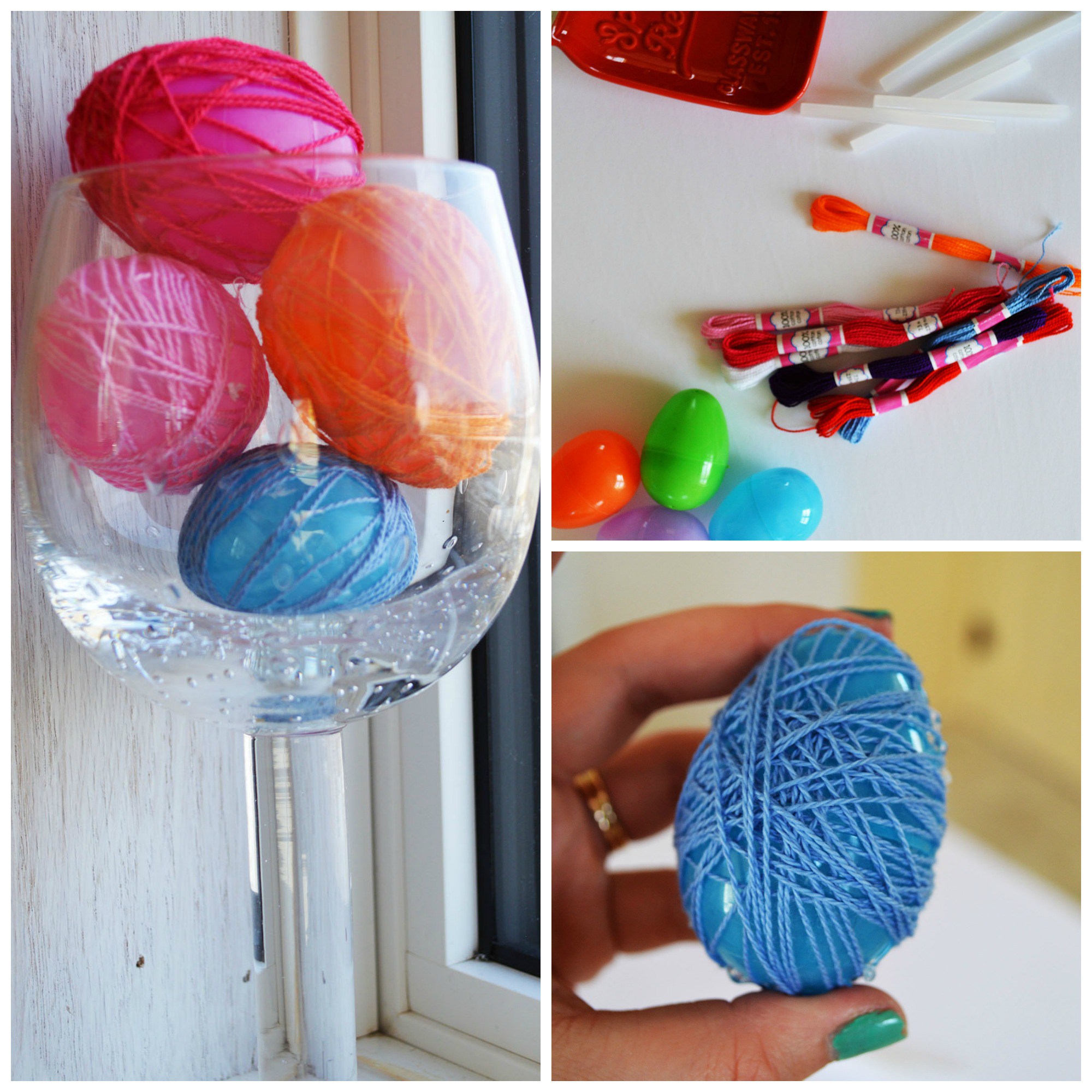 easter crafts - string wrapped eggs