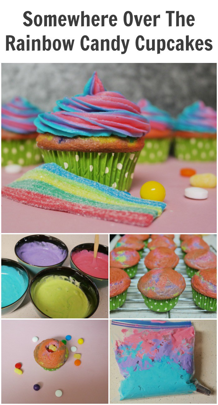 Somewhere Over the Rainbow Candy Cupcakes