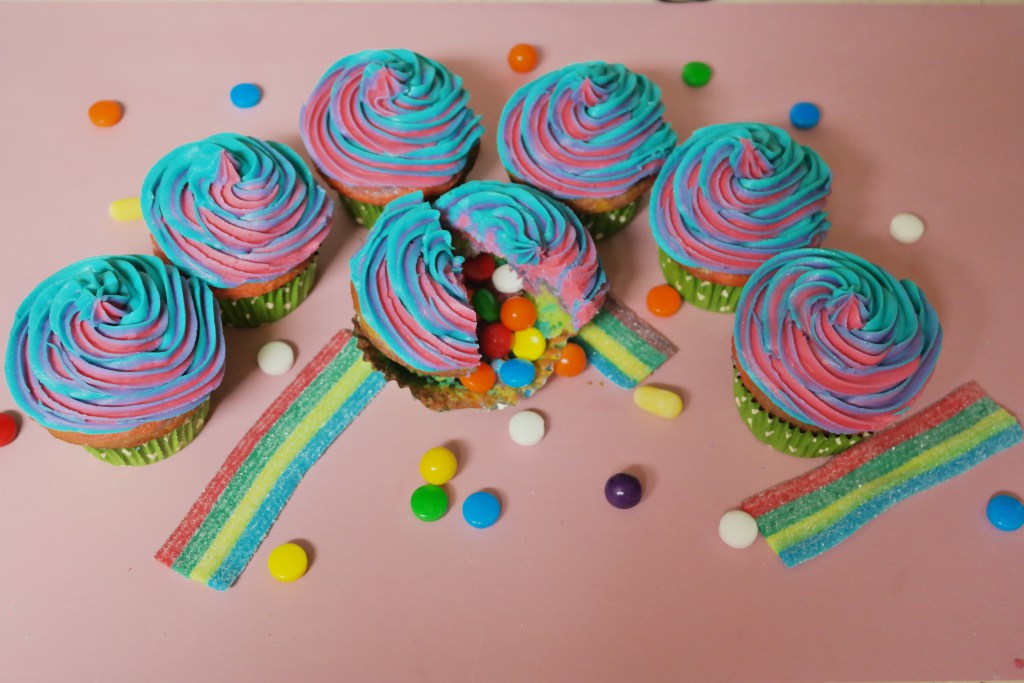Somewhere Over the Rainbow Candy Cupcakes