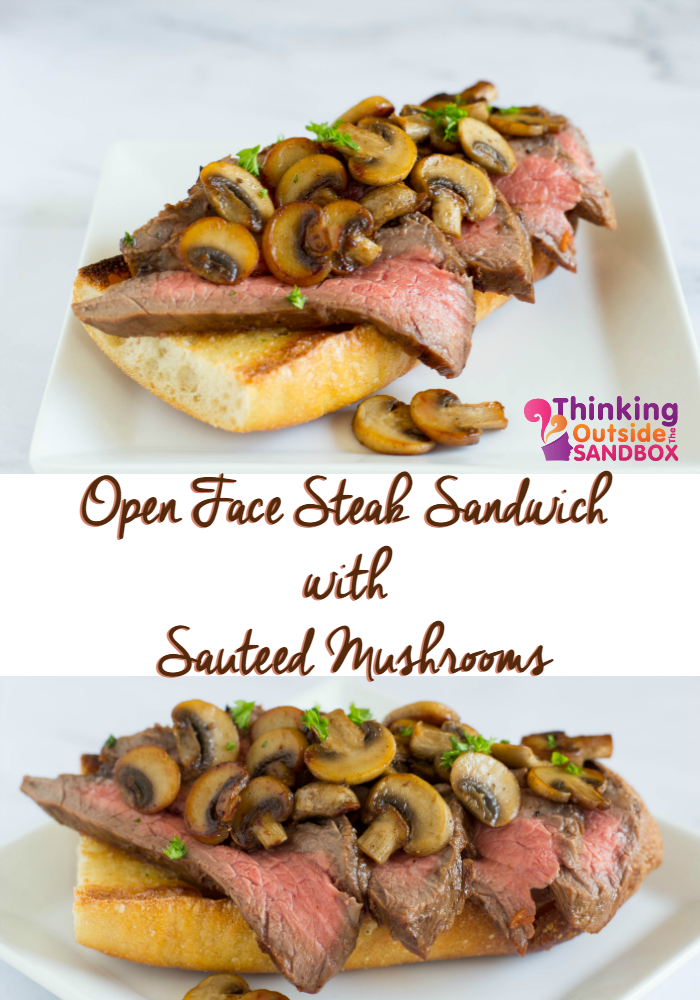 Open Face Steak Sandwich with Sauteed Mushrooms