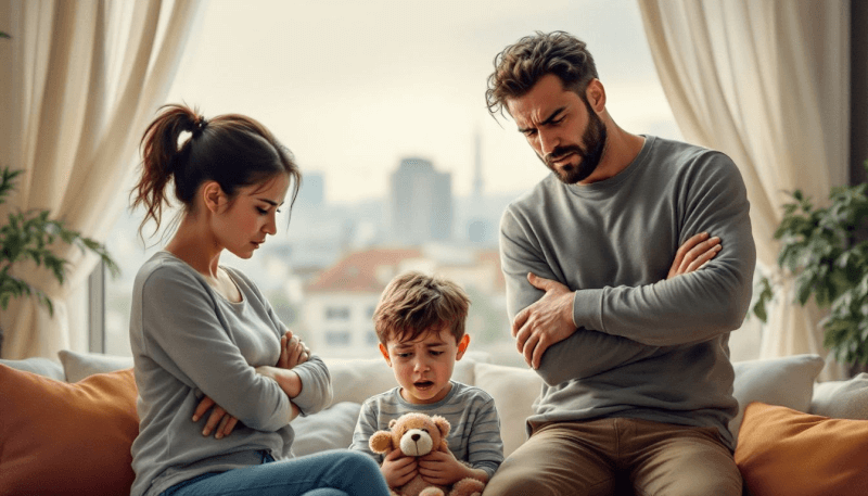 A sad child reflecting the negative impact of co-parenting competition on children's lives.