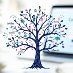 A visual representation of co-parenting communication tools, including a blurred Our Family Wizard website interface.