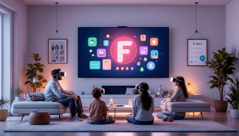 A virtual visitation setup with a family using a co-parenting app, subtly including the family wizard website for Co-Parenting Success