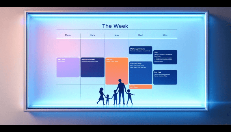 A shared calendar displaying a parenting schedule.